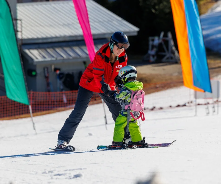 woman and child ski lesson