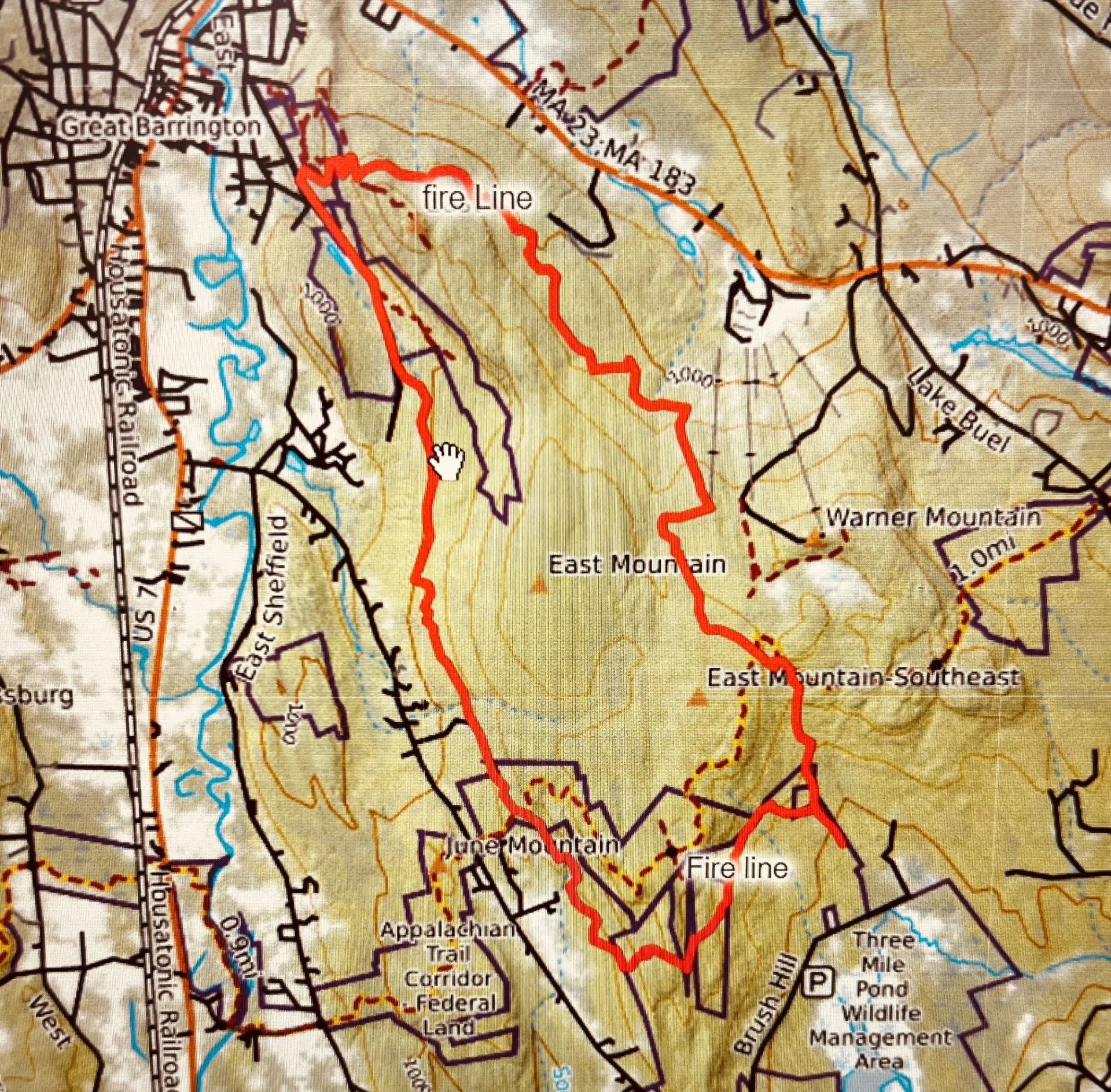 map of fire line and Butternut property