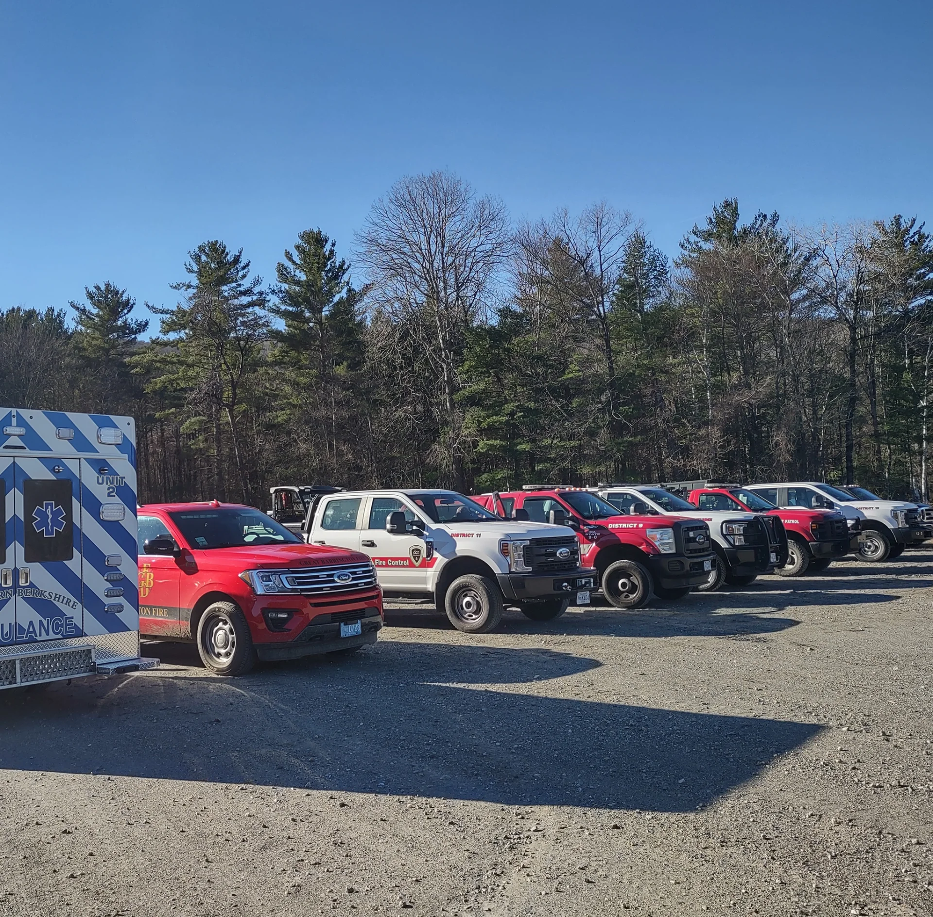 fire response vehicles parked at Butternut
